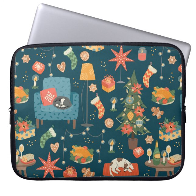 Capa Para Notebook Padrão perfeito de Natal e Feliz ano novo. Swe (Frente)