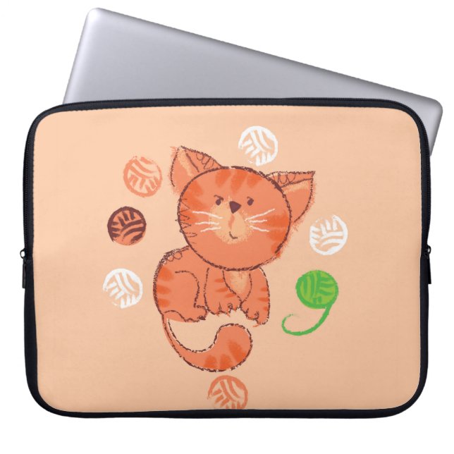 Capa Para Notebook Padrão perfeito do gato de brinquedo vermelho do K (Frente)