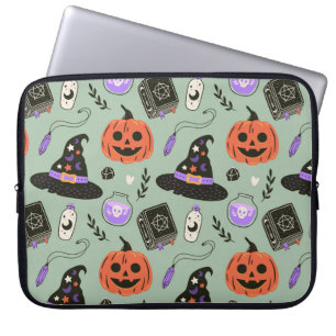 Capa Para Notebook Padrão perfeito do Halloween com chapéu de bruxa