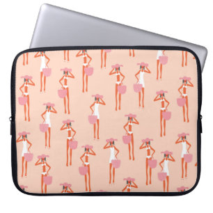 Capa Para Notebook Padrão perfeito no verão. Mulher linda