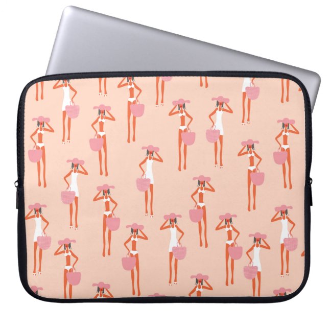Capa Para Notebook Padrão perfeito no verão. Mulher linda (Frente)