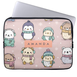Capa Para Notebook Padrão Personalizado Adorável de Pinguim de invern