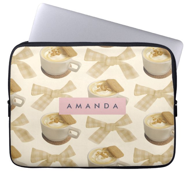 Capa Para Notebook Padrão Personalizado de Arco Cozy Latte & Gingham (Frente)