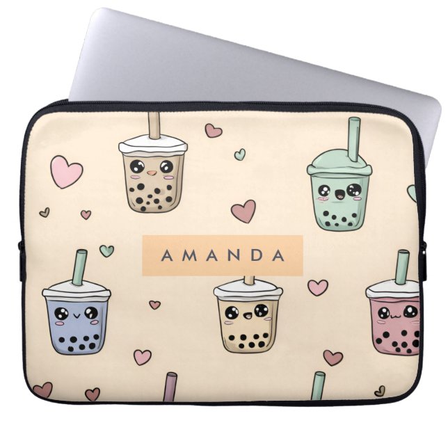Capa Para Notebook Padrão Personalizado de Boba Tea Cute (Frente)