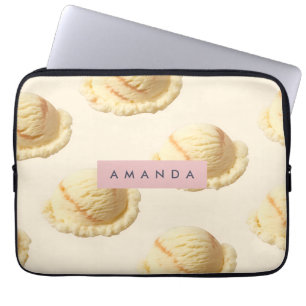 Capa Para Notebook Padrão personalizado de colher de Sorvete Vanilla