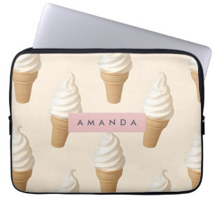 Capa Para Notebook Padrão personalizado de Cone de Sorvete Vanilla