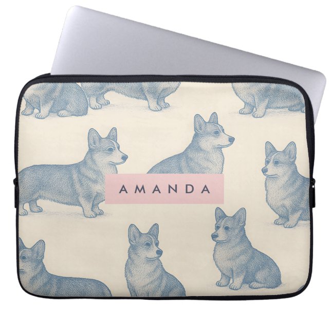Capa Para Notebook Padrão Personalizado de Corgi Adorável (Frente)