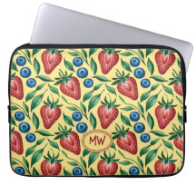 Padrão Personalizado de Morango Mirtilo no Amarelo