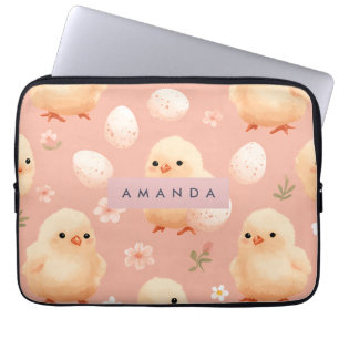 Capa Para Notebook Padrão personalizado de Pintinho de bebê pastel do