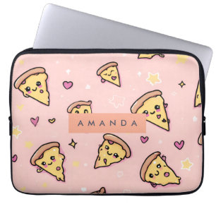 Capa Para Notebook Padrão Personalizado de pizza divertida Kawaii