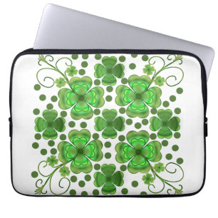 Capa Para Notebook Padrão personalizado de trevo e redemoinho em verd