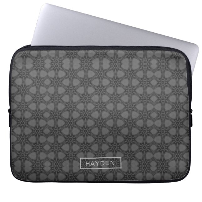 Capa Para Notebook Padrão Pessoal Cinza com Teia Ornamentada (Frente)