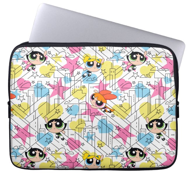Capa Para Notebook Padrão Powerpuff Girls Townsville (Frente)