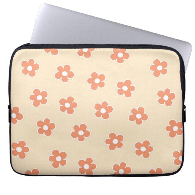 Capa Para Notebook Padrão Preppy Peach White Hippie Flower (Frente)