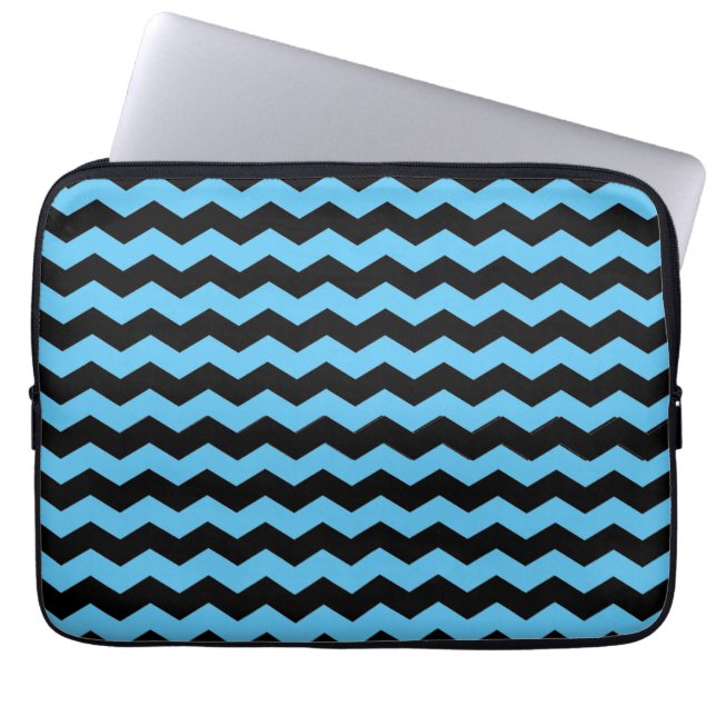 Capa Para Notebook Padrão preto e azul Cóteo Moderno Chevron ZigZag (Frente)