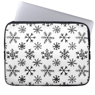 Capa Para Notebook Padrão preto e branco dos flocos de neve