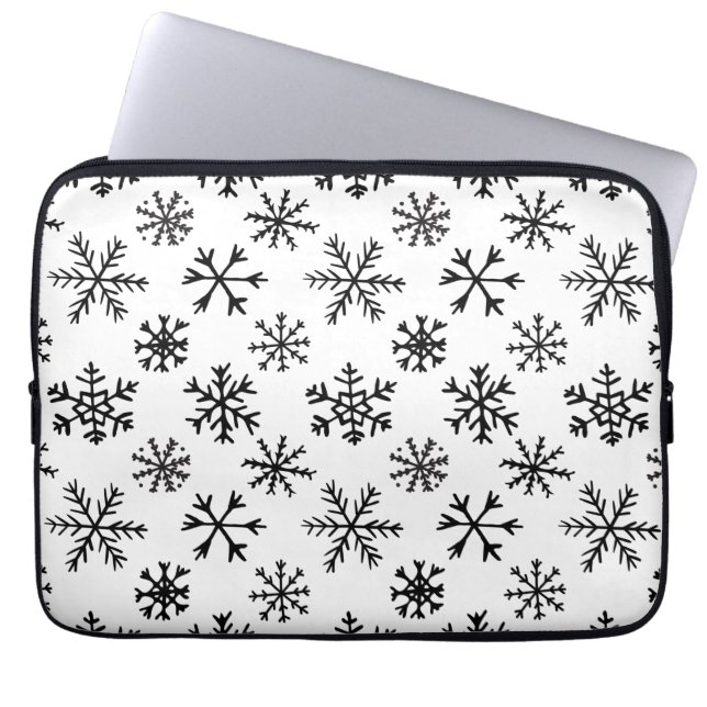 Capa Para Notebook Padrão preto e branco dos flocos de neve (Frente)