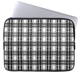 Capa Para Notebook Padrão preto e branco Geometria do Tartan verifica