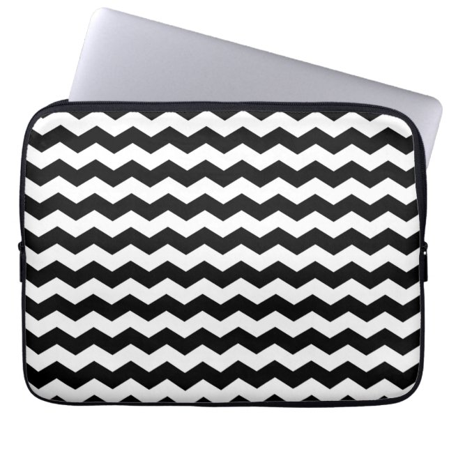 Capa Para Notebook Padrão preto e branco moderno Chevron ZigZag (Frente)