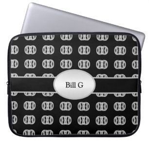Capa Para Notebook Padrão Preto e Prata Chic Personalizado