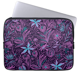 Capa Para Notebook Padrão Preto Rosa Púrpura, Rosa Floral, Moderno