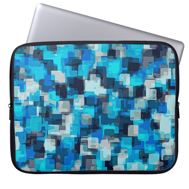 Capa Para Notebook padrão quadrado azul e preto abstrato com plano de (Frente)