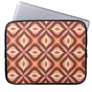 Capa Para Notebook Padrão retrô-sem-costura em laranja, castanho, pin