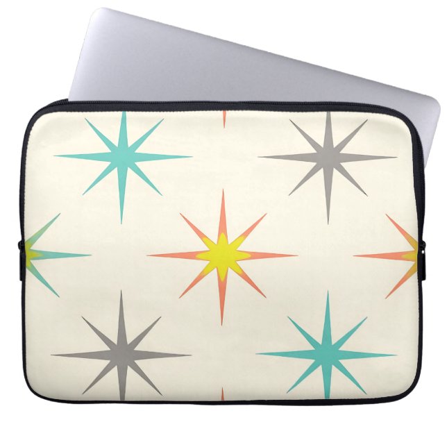 Capa Para Notebook Padrão Retro Starburst de Meados do Século (Frente)