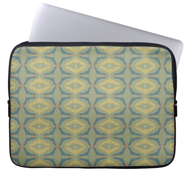 Capa Para Notebook Padrão Retro Vintage Esverdeado (Frente)