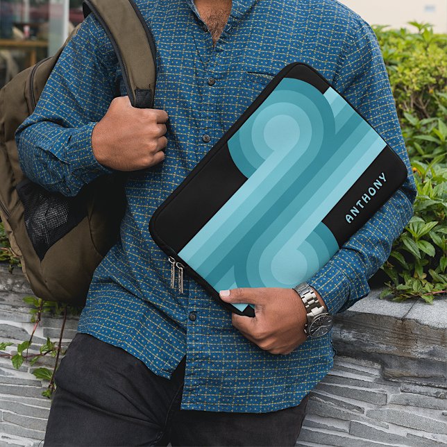 Capa Para Notebook Padrão Retroativo Azul Azul Azul Azul Azul-Azul-Az (Criador carregado)