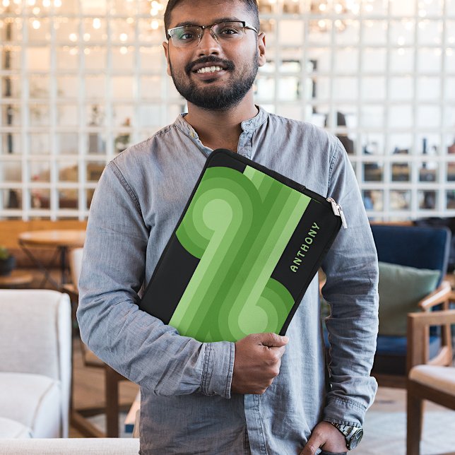 Capa Para Notebook Padrão Retroativo Preto do Verde limão Brilhante P (Criador carregado)