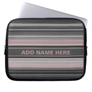 Capa Para Notebook Padrão riscado de Cinzas brancas, cor-de-rosa-Ros