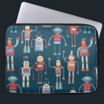 Capa Para Notebook Padrão robô escuro<br><div class="desc">Robôs bonitos e úteis do estilo dos anos 50. O vovô provavelmente fez isto no galpão. Inteligência artificial,  mas não de forma assustadora. Arte original de Nic Squirrell.</div>