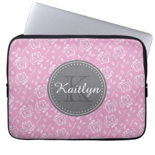 Capa Para Notebook Padrão Rosa Branca Chic