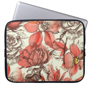 Capa Para Notebook Padrão Rosa vermelha do Estilo Retroativo