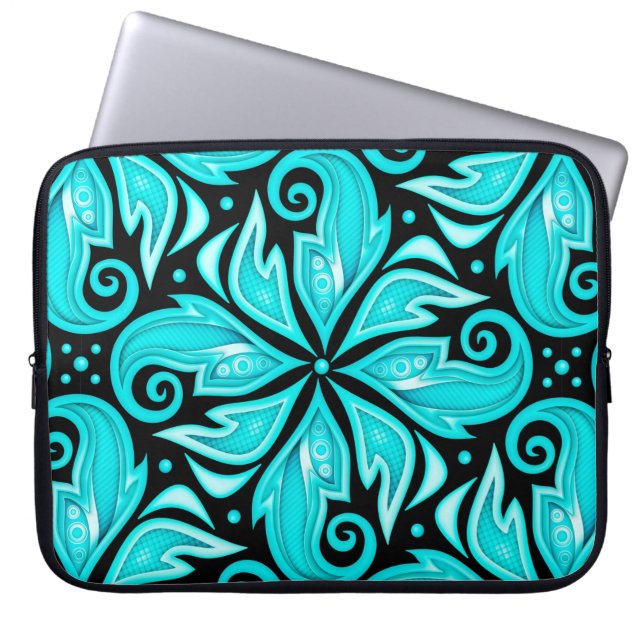 Capa Para Notebook Padrão sem cor com motivos étnicos florais (Frente)
