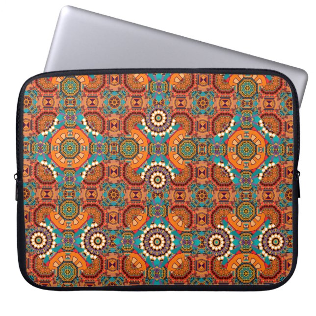 Capa Para Notebook Padrão sem costura a partir de mandalas pintadas e (Frente)