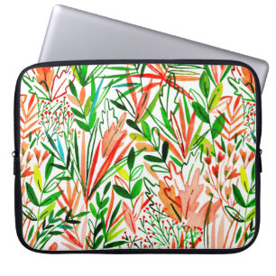 Capa Para Notebook Padrão sem costura aquarelas com folhas exóticas