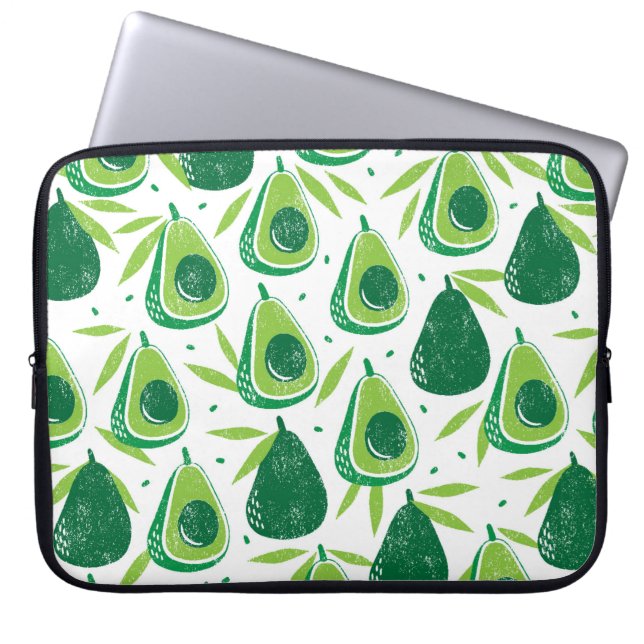 Capa Para Notebook Padrão sem costura com abacates. Carimbo texturiza (Frente)