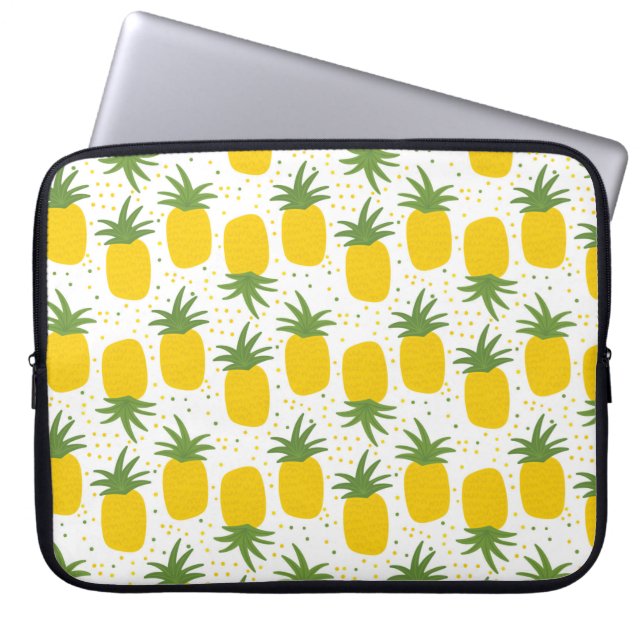 Capa Para Notebook Padrão sem costura com abacaxi. Ananás amarelo (Frente)