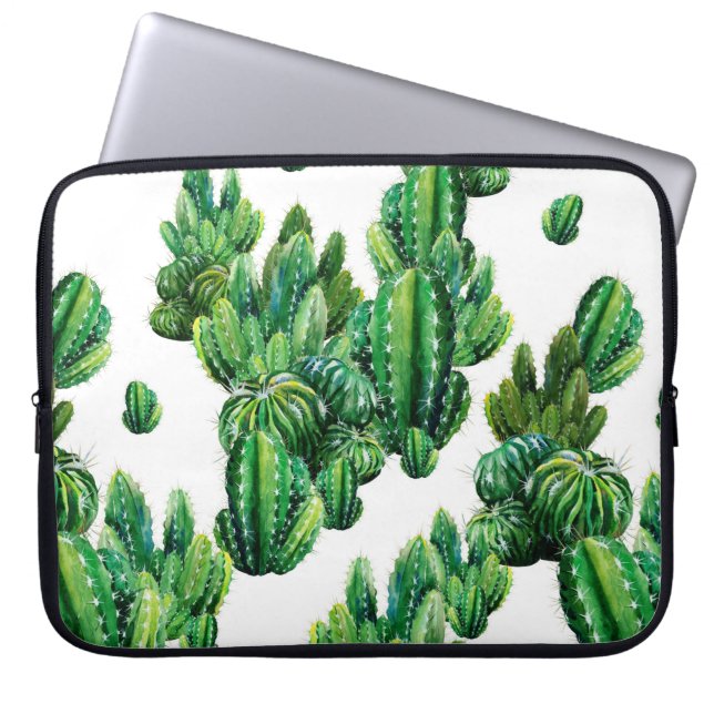 Capa Para Notebook Padrão sem costura com cactos aquarela. Cactus ill (Frente)
