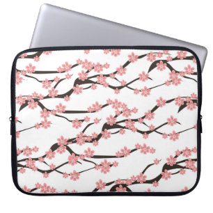 Capa Para Notebook Padrão sem costura com cereja florescente em um br