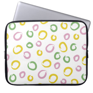 Capa Para Notebook Padrão sem costura com círculos coloridos, rosa, g