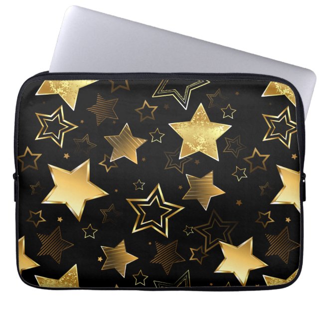 Capa Para Notebook Padrão sem costura com estrelas de Ouro (Frente)