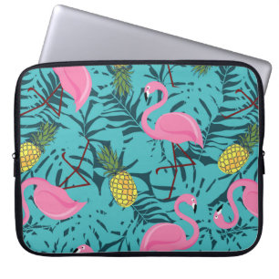 Capa Para Notebook Padrão sem costura com flamingos cor-de-rosa e co