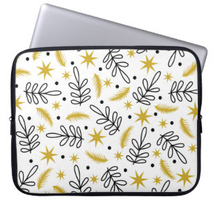 Capa Para Notebook Padrão sem costura com flocos de neve e ramos de a