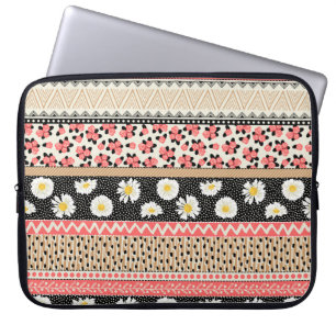 Capa Para Notebook Padrão sem costura com flores decorativas, palha