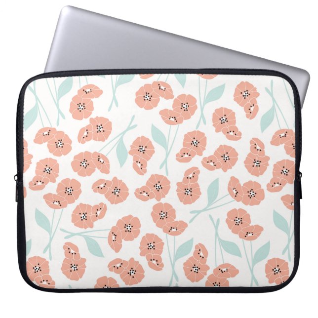 Capa Para Notebook Padrão sem costura com flores e elementos florais, (Frente)