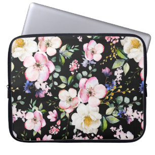 Capa Para Notebook Padrão sem costura com flores e folhas de primave