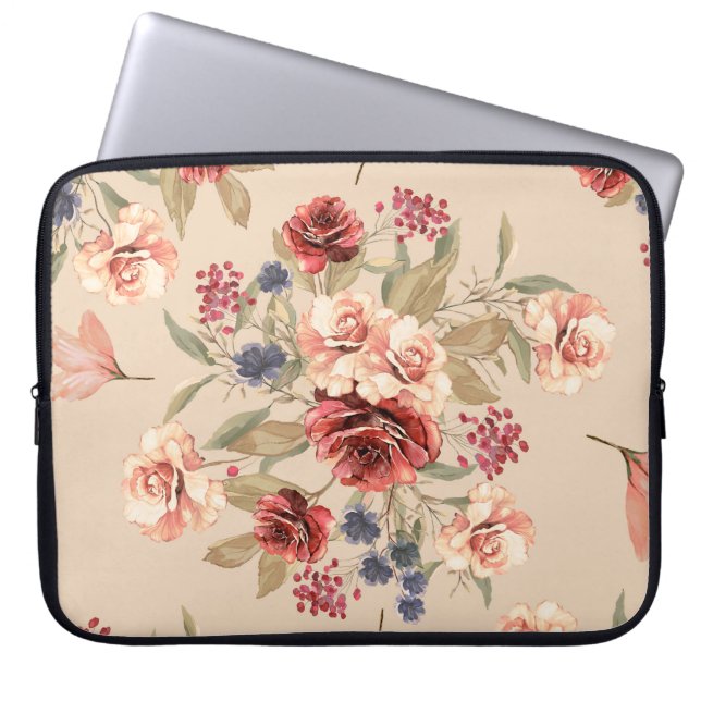Capa Para Notebook Padrão sem costura com flores e folhas. Floral p (Frente)